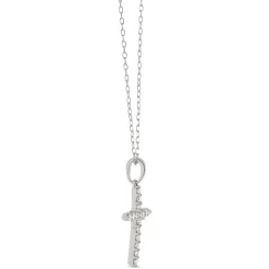 Diamond Cross Pendant, 14K White Gold New