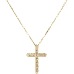 Diamond Cross Pendant, 14K Yellow Gold Sale