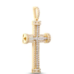 Diamond Cross Pendant, 1 Total Carat Weight 14K Yellow Gold Outlet