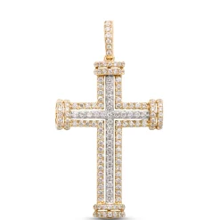 Diamond Cross Pendant, 1 Total Carat Weight 14K Yellow Gold Outlet