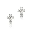Diamond Cross Studs, 14K White Gold