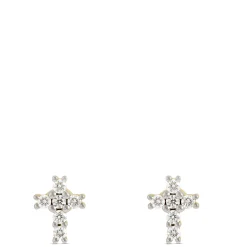 Diamond Cross Studs, 14K Yellow Gold Discount