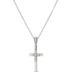 Diamond Double Cross Pendant 14K Hot