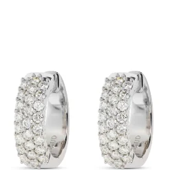 Diamond Encrusted Hoop Earrings, 14K White Gold Online