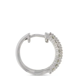 Diamond Encrusted Hoop Earrings, 14K White Gold Online
