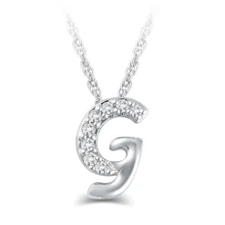 Diamond "G" Initial Pendant 14K Clearance