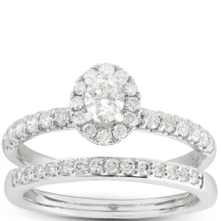 Diamond Halo Bridal Set 14K Discount
