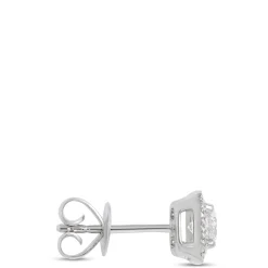 Diamond Halo Stud Earrings in 14K White Gold Discount