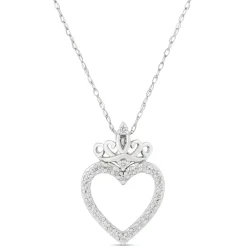 Diamond Heart & Crown Necklace 14K Online