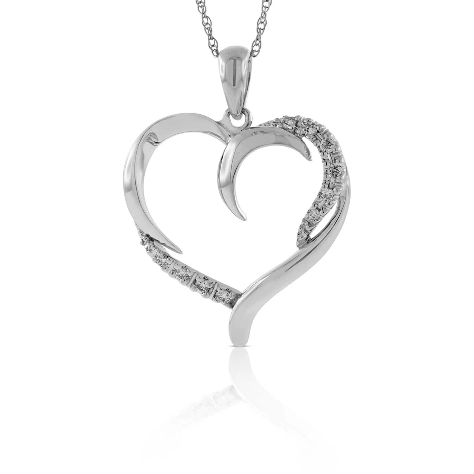 Diamond Heart Pendant 14K New