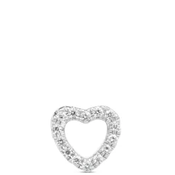 Diamond Heart Single Stud Earring, 14K White Gold Discount