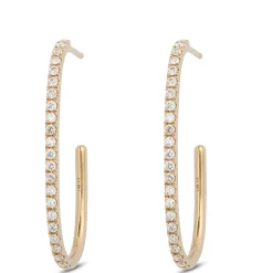 Diamond Hoop Earrings, 14K Yellow Gold Clearance