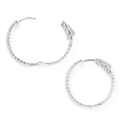 Diamond Inside Out Hoops in 14K White Gold Discount