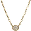 Diamond Oval Disk Pendant, 14K Yellow Gold