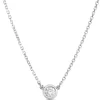 Diamond Solitaire Necklace 14K New