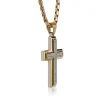 Diamond, Stainless Steel and Ion Plated Gold Cross New