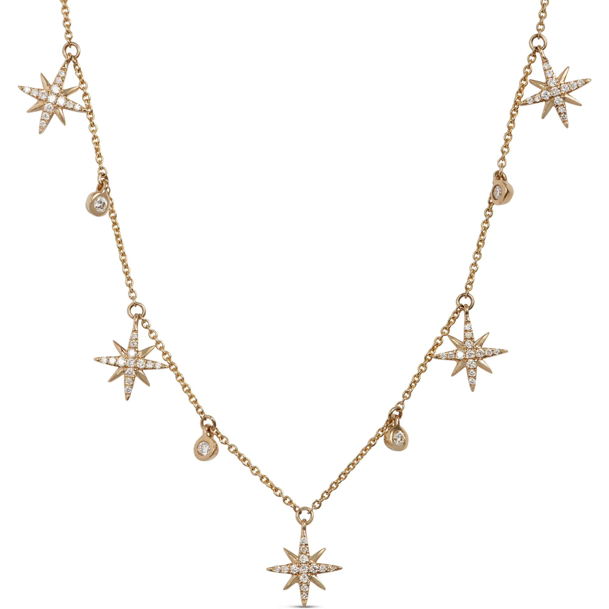 Diamond Star Dangle Necklace, 14K Yellow Gold Clearance