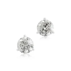 Diamond Stud Earrings, 14K White Gold