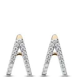 Diamond "V" Hoop Earrings, 14K Yellow Gold Outlet