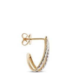 Diamond "V" Hoop Earrings, 14K Yellow Gold Outlet