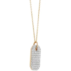 Dog Tag Pave Diamond Pendant in 14K Yellow Gold Sale