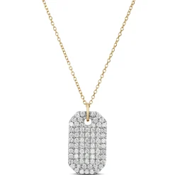 Dog Tag Pave Diamond Pendant in 14K Yellow Gold Sale