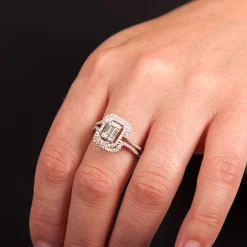 Double Halo Diamond Ring 14K Clearance