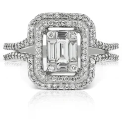 Double Halo Diamond Ring 14K Clearance