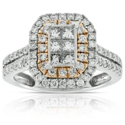 Double Halo Diamond Ring 14K Discount