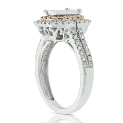 Double Halo Diamond Ring 14K Discount