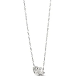 Double Heart Diamond Necklace, 14K White Gold New