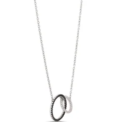 Double Loop Black and White Diamond Necklace, ⅓ Carat, 14K White Gold Outlet
