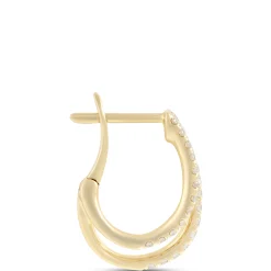 Double Oval Hoops with Round Diamonds, 14K Yellow Gold Best