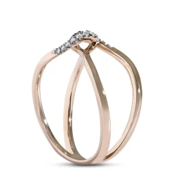 Double Wave Diamond Ring, 14K Rose Gold Outlet