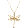Dragonfly Pendant Necklace, 14K Yellow Gold