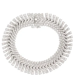 Elegant Multi-Row Diamond Bracelet, 10 Total Carat Weight, 14K White Gold Best