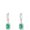 Elegant Square Emerald Earrings with Diamonds, ½ Carat, 14K White Gold New