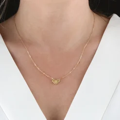 Embroidered Heart Necklace 14K Discount