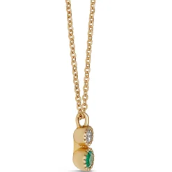 Emerald and Diamond pendant, 14K Yellow Gold Discount