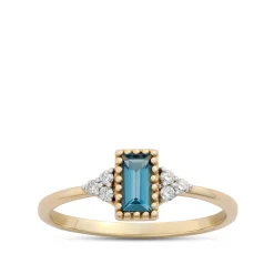 Emerald Cut Blue Topaz Ring, 14K Yellow Gold Online