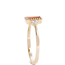 Emerald Cut Citrine and Diamond Ring, 14K Yellow Gold Outlet