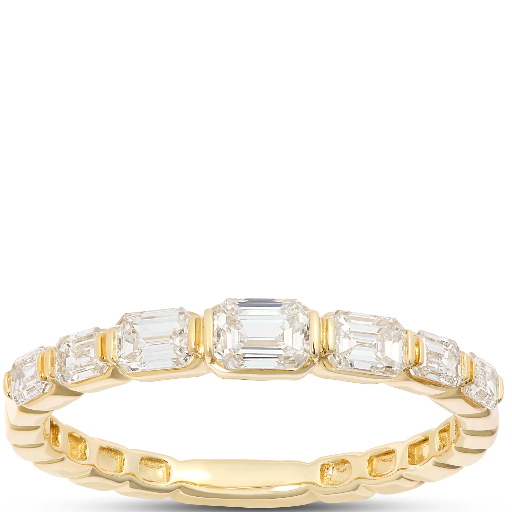 Emerald Cut Diamond Band, ¾ Total Carat Weight, 14K Yellow Gold Online