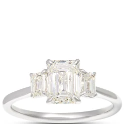 Emerald Cut Diamond Engagement Ring, 2 Carat Total Weight 18K White Gold New