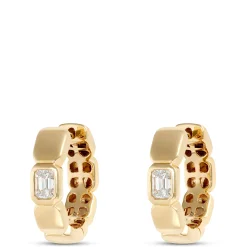 Emerald Cut Diamond Hoops, ½ Carat Total Weight, 14K Yellow Gold Outlet