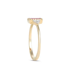 Emerald Cut Ruby Ring, 14K Yellow Gold New