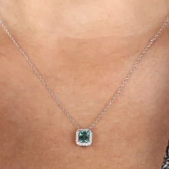 Emerald & Diamond Pendant 14K