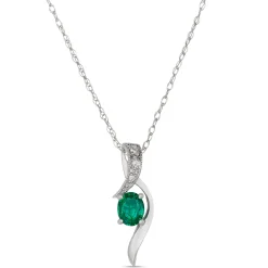 Emerald & Diamond Pendant 14K Hot