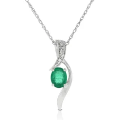 Emerald & Diamond Pendant 14K Hot