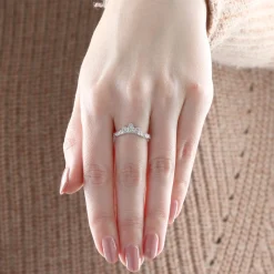 Fancy Crown Contour Diamond Ring 14K Clearance