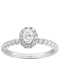 Fancy Cut Diamond Halo Bridal Set, 14K White Gold Clearance